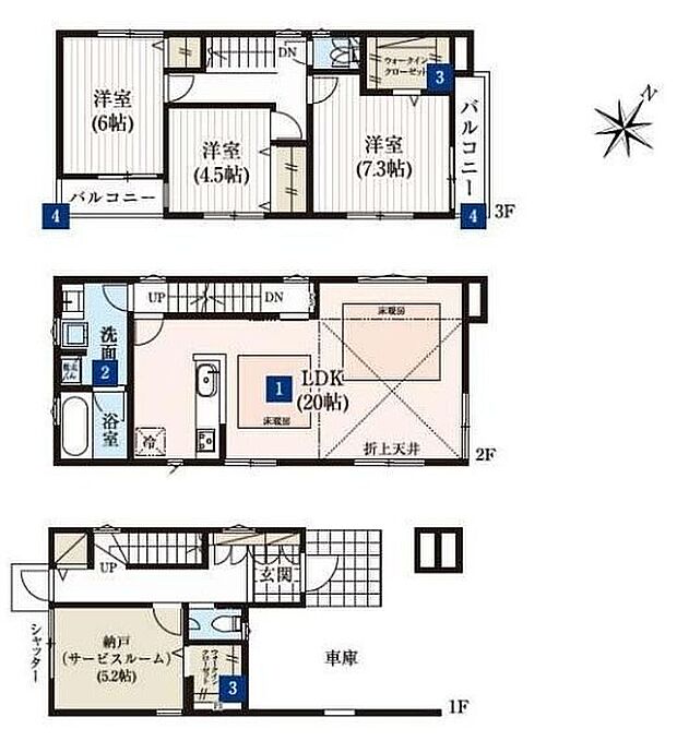 【3LDK+S】●家族とのつながりを意識した見通しのいい20帖超のリビングは会話が弾んでみんなを笑顔にします！●2階リビングは眺望・採光と風通し、外からの視線が気にならない等、多くの利点がございます。