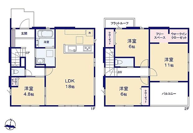 【4LDK】●家族とのつながりを意識した見通しのいいリビングは会話が弾んでみんなを笑顔にします!●南バルコニーで陽当たり良好♪●WICやフリースペース♪豊富な収納で綺麗なお部屋を保てます♪