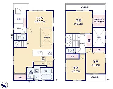 ●家族とのつながりを意識した見通しのいいリビング
●吹き抜けを設けることによって開放感が生まれ、日光を取り入れることができます。
●WICを完備♪豊富な収納で綺麗なお部屋を保てます♪ 