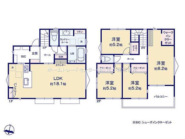 【4LDK】玄関シューズインクローク有☆
LDKは広々18.1帖、人気の対面式キッチン♪
全居室2面採光&収納完備!
ウォークインクローゼット付、収納豊富です!
2部屋より出入り可能、ワイドバルコニー☆