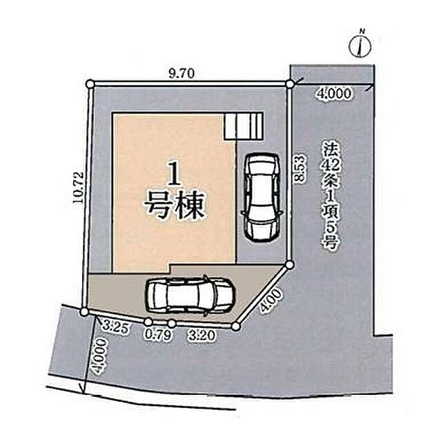 【全体区画図】陽当たり良く開放感あふれる東南角地☆お車は2台駐車可能です♪小学校、スーパーまで徒歩10分圏内で利便性の高いお住まい◎