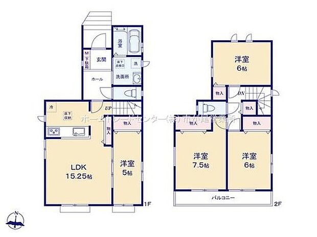 【4LDK】玄関近くに洗面所、帰宅後すぐに手が洗えます♪
人気の対面式キッチン&リビングイン階段☆
全居室2面採光&収納完備♪
2階居室は全室6帖以上☆
2部屋より出入り可能、ワイドバルコニー!