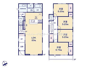 LDKは広々２０帖、人気の対面式キッチン＆リビングイン階段　採用！
洗面室と脱衣所が分かれており、家族間のプライバシーも守られます♪
水回りを集約、機能的な家事動線♪
全居室に収納完備しております！ 