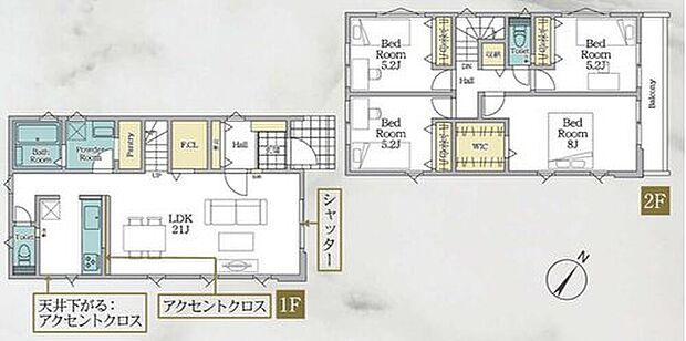【4LDK】LDKは２１帖♪対面式キッチン＆リビングイン階段採用♪
水回りを集約、効率的な家事動線！
全居室２面採光＆収納完備！
リネン庫＆ファミリークローゼット付！
２部屋より出入り可能、ワイドバルコニー☆