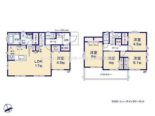 【5LDK】LDKはゆとりの１７帖、人気の対面式キッチン＆リビングイン階段♪
シューズインクローゼットやリネン庫、パントリーあり！
全居室に収納完備♪
２部屋より出入り可能、ワイドバルコニー☆