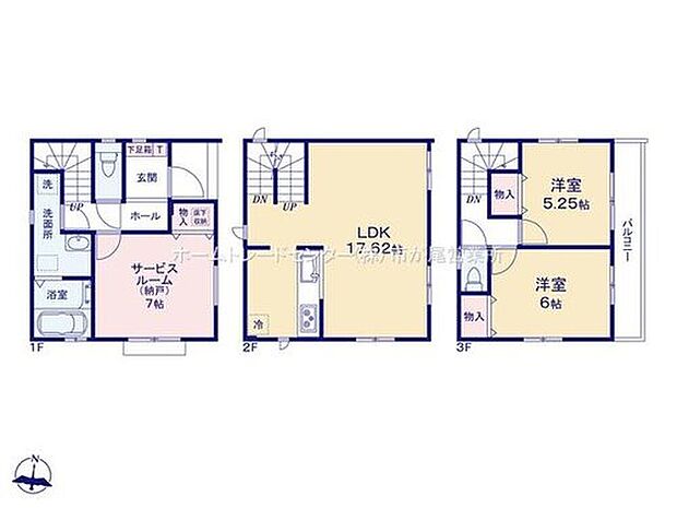 【2LDK+S】玄関近くに洗面所、帰宅後すぐに手が洗えます♪
LDKはゆとりの１７．６２帖、人気の対面式キッチン採用！
全居室２面採光＆収納完備しております♪
２部屋より出入り可能、ワイドバルコニー☆
