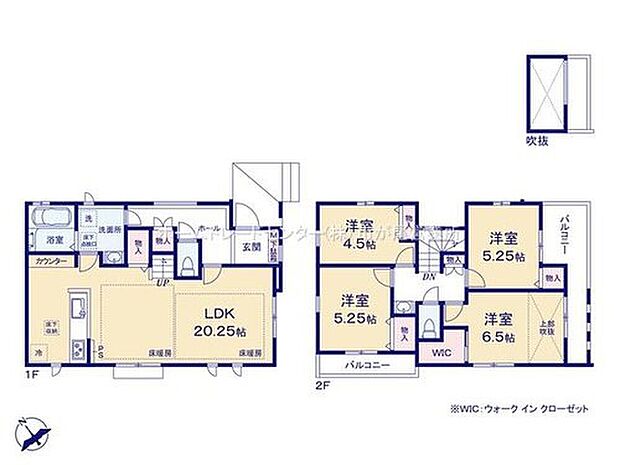 【4LDK】LDKは２０．２５帖、人気の対面式キッチン＆リビングイン階段！
水回りを集約させた、効率的な家事動線☆
全居室２面採光＆収納完備♪ウォークインクローゼット付！
２部屋より出入り可能、ワイドバルコニー☆