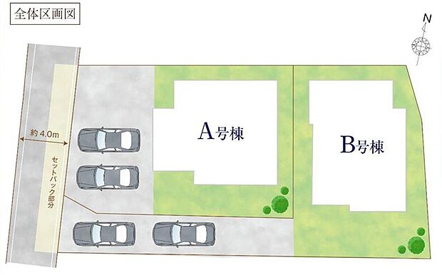 【全体区画図】全2棟 新築分譲住宅です!
敷地形状を最大限に活かしたプランニングで快適な新生活を始められます♪