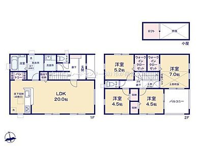 LDKは広々２０帖、人気の対面式キッチン採用！憧れのパントリー付！水回りを集約、効率的な家事動線☆全居室２面採光＆収納完備！ウォークインクローゼット２か所！２部屋より出入り可能、ワイドバルコニー♪ 