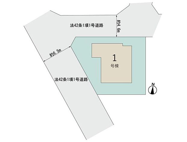 【全体区画図】限定1棟 新築分譲住宅です!
西6.54m公道、北4.57m公道に面する角地!開放感溢れる街並みで、ゆったりお過ごしいただけます♪