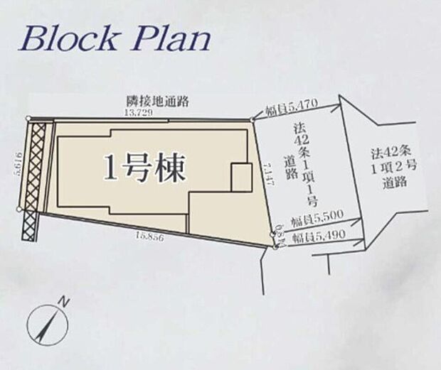 【全体区画図】前面の道路幅は5.4mの広さでゆとりがございますので、お車の駐車もスムーズです♪
