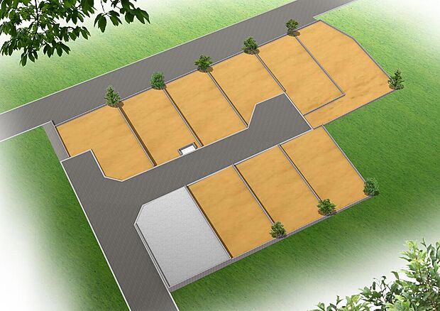 【分譲地完成予想図】
３駅３路線利用可能な駅近立地に全９区画新規分譲
開放的な高台ロケーションは日当たり良好です。