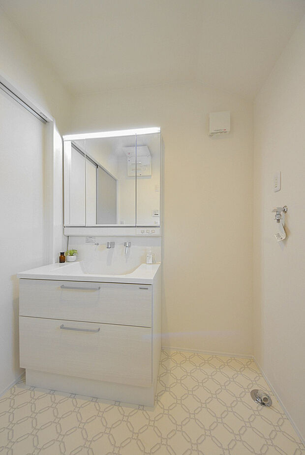 【洗面化粧台(3号棟)】表面がガラス質のホーローならカビが生えにくく、汚れも水拭きだけでキレイに取れます。※イメージの為実際と異なる場合があります。