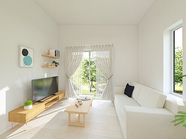 リビングで生活のほとんどが完結するため、家族が自然と集まりやすくなり、快適な動線を実現。(イメージパース)