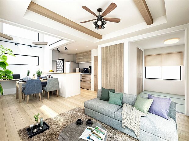 【弊社既分譲内観パース】
弊社建物標準プラン
木造二階建 95.0m2/1,540万円(税込)
※画像にはオプション商品も含まれております。