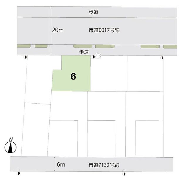 全11区画の分譲地、最終1区画／63坪のゆとりのある敷地で北側接道でプライバシーを守りやすい区画です。
