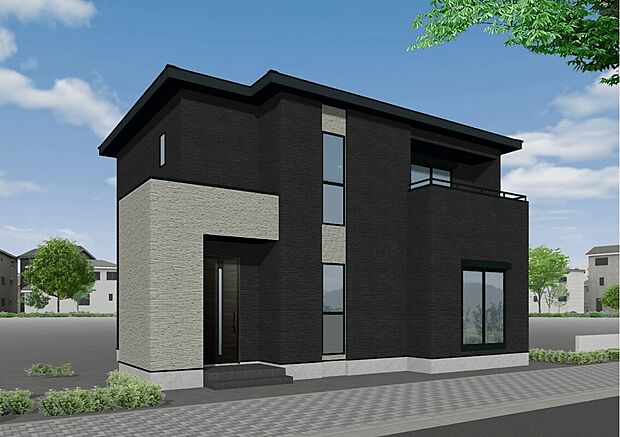 (3号棟)完成予想図
ブラックのダークカラーを基調にしたシックな外観です。落ち着いた色合いの中にも、表情豊かな窓のデザインが美しく、明るく爽やかな雰囲気を作り出します。