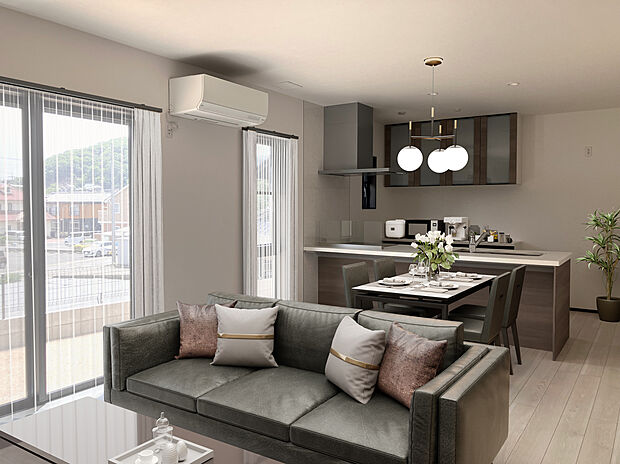 【4号地_リビング(完成予想図)】※画像のインテリアはCGの為、実際に設置は御座いません。