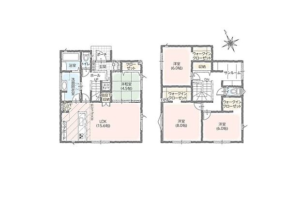 【4LDK】４人家族で住み心地が良い間取りです。