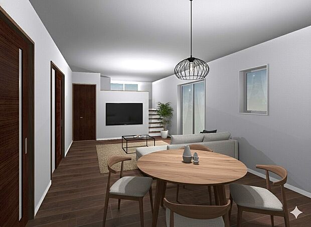 【2号地_LDK(1)※完成予想図】※画像のインテリアはCGの為、実際に設置は御座いません。