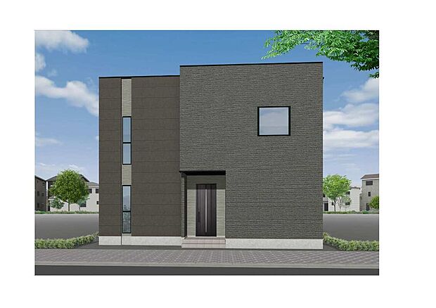 【3号地 外観】【3号地】
フラットな壁面に異なる素材感を組み合わせた佇まい。 絶妙な色使いのグレーの外壁が、シンプルながらも奥深い表情を見せます。ミニマルを極めたデザインは、流行に左右されない上質な暮らしを演出。