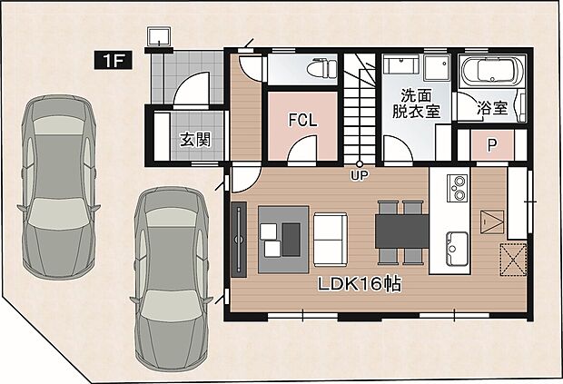 【3LDK】【3号地：1F】
うれしいファミリークローゼット＋ウォークインクローゼットを完備♪家族みんなのお洋服をまとめて収納でき出し入れも楽々。居住スペースを快適にお使いいただけます。
