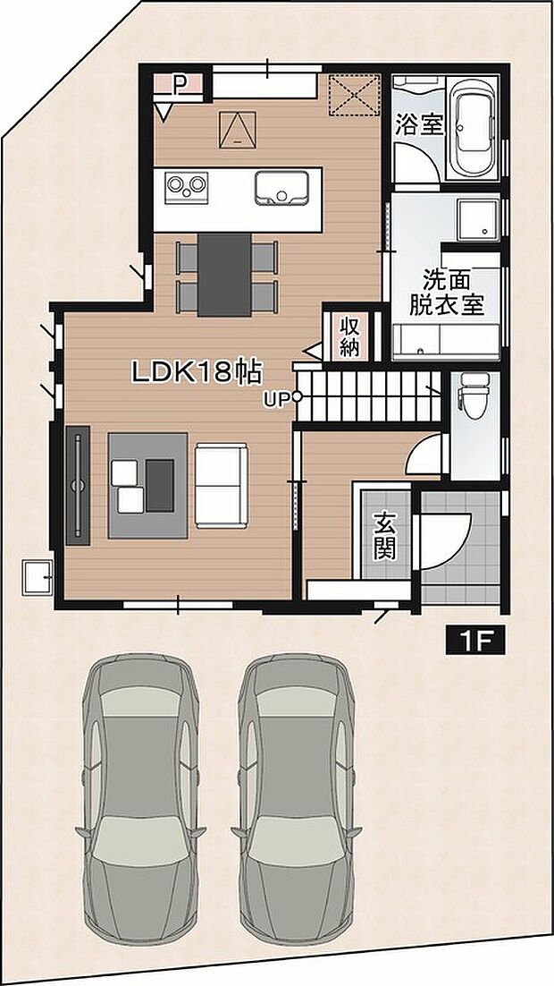 【3LDK】【4号地：1F】
お出かけの際の身支度をスムーズに行える広々とした洗面脱衣室♪ウォークスルータイプの大容量のWICや生活動線上の随所に収納スペースを設けたこだわりの住まいです。