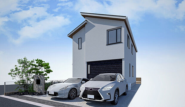 【建物プラン例（16号棟）/3LDK+WIC+S】素材の質感と配色の上品さが際立つ外観。
シューズクロークやパントリーなど適所の収納が魅力。サービスルームは収納の他、書斎などに活用可能。