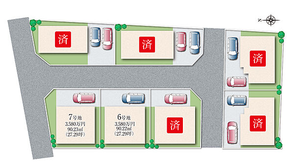 【区画図・全7区画】新規分譲開始!閑静な住宅街でゆとりある暮らしを実現できます。