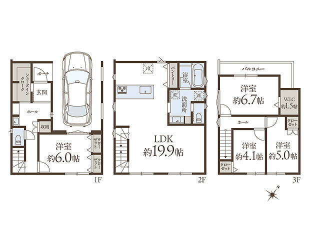 《建物面積125.54m2、建物価格2500万円》 外からの視線を気にせず寛げる19帖超のゆったりとした2階LDK。ご家族でゆっくりと団らん時間を楽しめます。