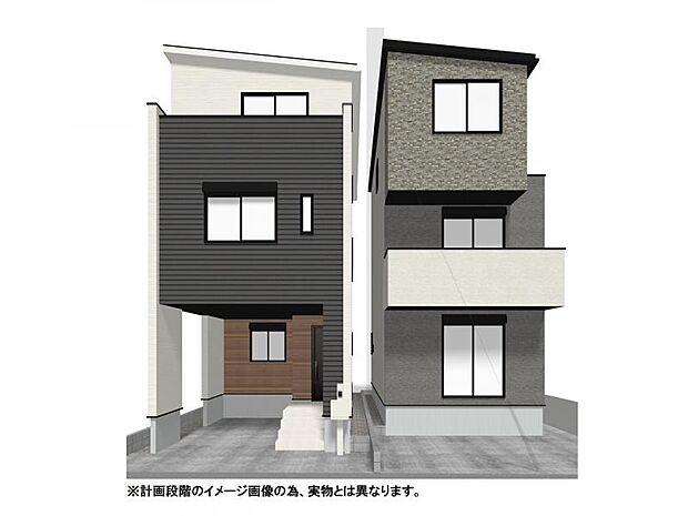 【外観イメージパース/左1号棟】食洗機、浴室乾燥機、網戸、一部シャッターなど標準装備で充実の設備仕様!