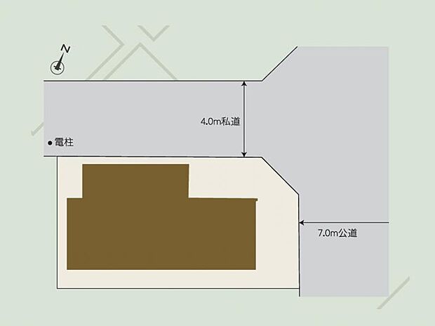 開放感のある角地!東側は幅員7mの広々とした公道に面しており、車の出し入れもスムーズな立地。