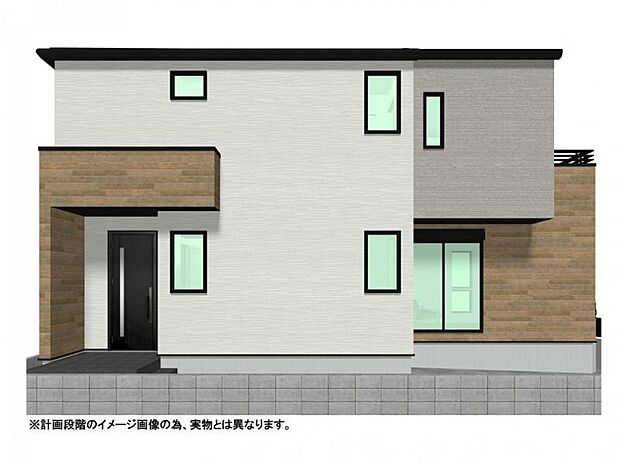 【外観イメージパース/1号棟】食洗機や浴室乾燥機など家事ラクを叶える設備も充実。網戸や1階一部シャッター付で安心感もあり、毎日の暮らしを快適にサポートします。