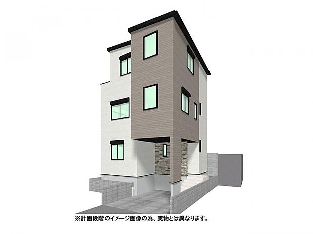 【【外観イメージパース】】白とグレー×木目調のコントラストが美しいスタイリッシュな外観。JR大宮駅へは徒歩19分、自転車ならわずか7分の近さで、ビッグターミナルの大宮駅を日常使いできる便利な立地です。
