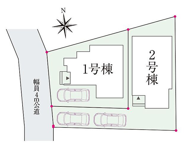 【区画図】1号棟 土地面積103.05m2 建物面積84.04m2