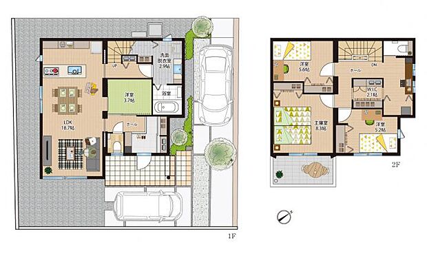 【3LDK】【3-9号地 間取り】収納充実&使いやすい家事動線!4LDK+WICの快適プランです。