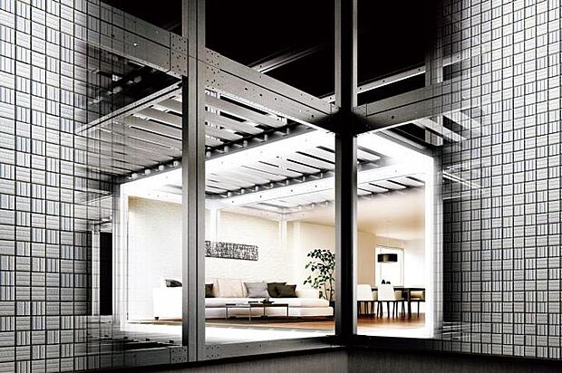 【【ボックスラーメン構造】】高層ビルの多くに採用される「ラーメン構造」を戸建住宅に応用、柱と梁を溶接で一体化した鉄骨シェルターのようなユニット構造体。その圧倒的な強さは、工場の先進技術によって支えられています。