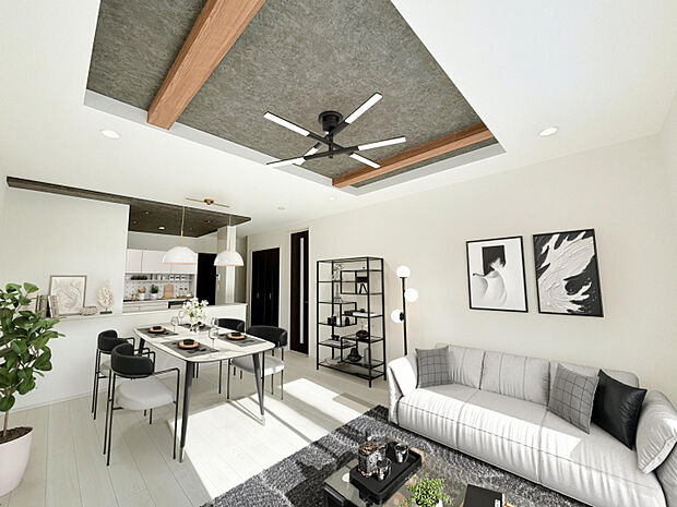 【リビング※家具はCGにて合成しております】南向きのLDKは、陽光が差し込み明るく快適な空間が広がります。　