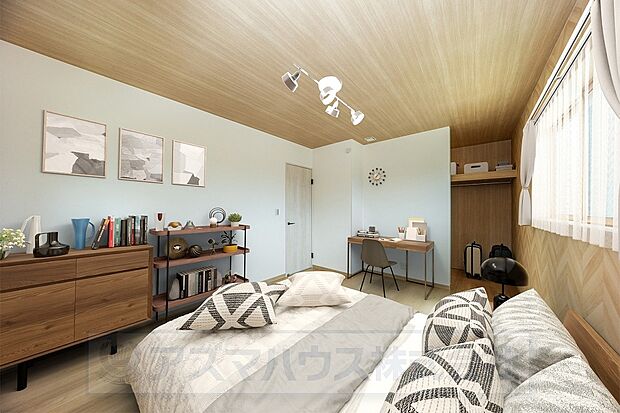 大型ベッドも設置可能でご夫婦の寝室にも!※実際の室内写真にCGで家具等を配置しております。