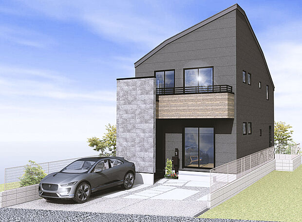 【完成予想図/1号棟】
全居室2面採光の明るい住まい。対面式キッチンやリビングスルー階段で、ご家族の会話が弾みます。浴室と洗面所、キッチンが集約され動線にも配慮されています。