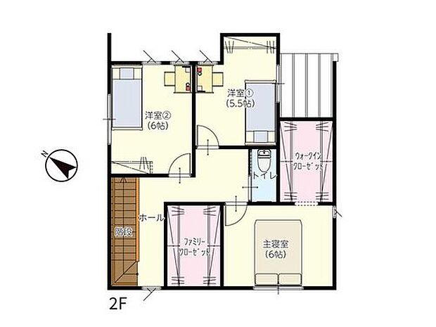 3654万円、3LDK、土地面積171.34m2、建物面積102.68m2 【２F間取り】