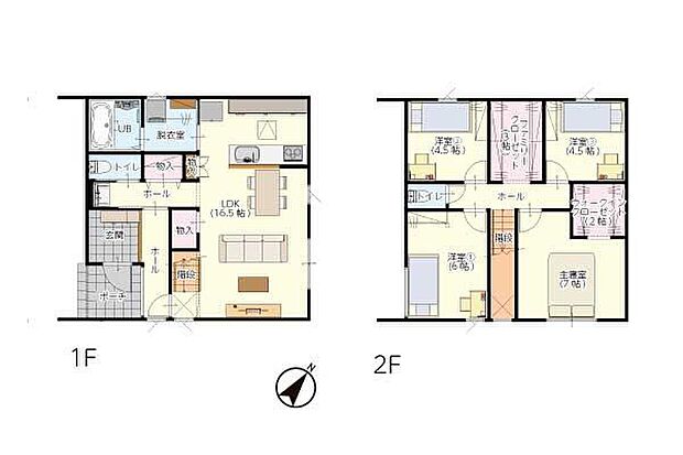 【1号地】3496万円、4LDK、土地面積221.07m2、建物面積101.85m2 間取り図
