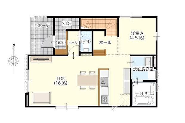 3498万円、4LDK、土地面積162m2、建物面積105.76m2 【1階間取り図】