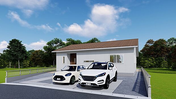 【外観】前面には車を並列でゆったり停められるスペースがあり、週末のまとめ買いや雨の日の送り迎えもスムーズです♪