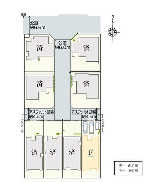 全体区画図　おかげ様で南側3棟のみの販売となりました。