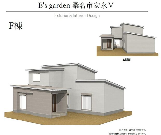 【【F棟　外観パース】】街並みに調和し、飽きの来ない外観です。準平屋感覚の住まいをご体感いただけます。長期優良住宅認定物件です！