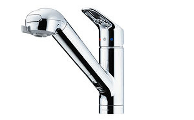 【浄水器一体型水栓】水栓にシャワーホースと浄水器をスリムに内蔵。浄水器一体型水栓。