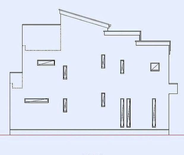【東側立面図】気品と格調を感じさせるデザインが、住まい全体に上質な印象をもたらす外観設計。落ち着いた色調と洗練されたフォルムが美しく調和し、街並みにも映える佇まいを実現しました。