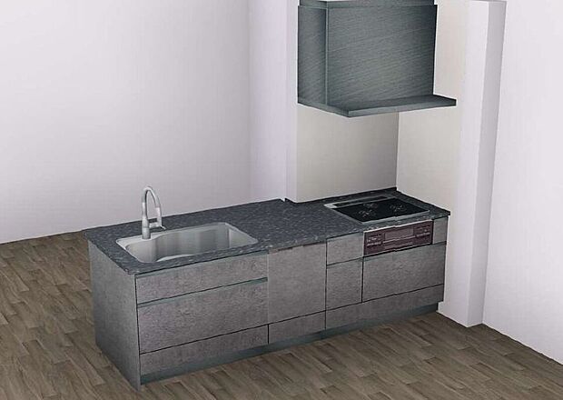 【【イメージパース】キッチン】洗練されたデザインと優れた機能性を兼ね備えたキッチン。広々としたワークトップは複数人での調理も快適に行え、豊富な収納スペースが調理器具や食材をすっきり整理します。動線を考え抜いたレイアウトにより、調理から配膳、後片付けまでがスムーズに進み、毎日の家事を効率化。上質な素材と細部までこだわった設計が、空間全体に高級感を演出します。家族との会話が自然と生まれる開放的な空間で、料理の時間をより楽しく、心地よいひとときへと変えてくれる理想のキッチンです。