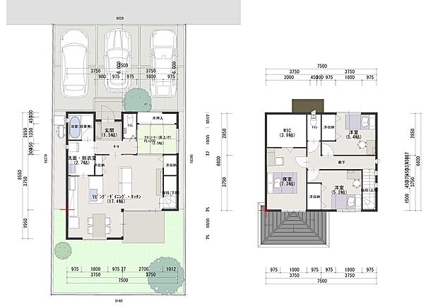 建物プラン例（B号地）建物価格：3635万円延床面積：105.32m2間取り：3LDK＋WIC／畳コーナー※本体工事、給排水、諸経費、外構を含む※プランは一例です。お客様が自由に選択できます。